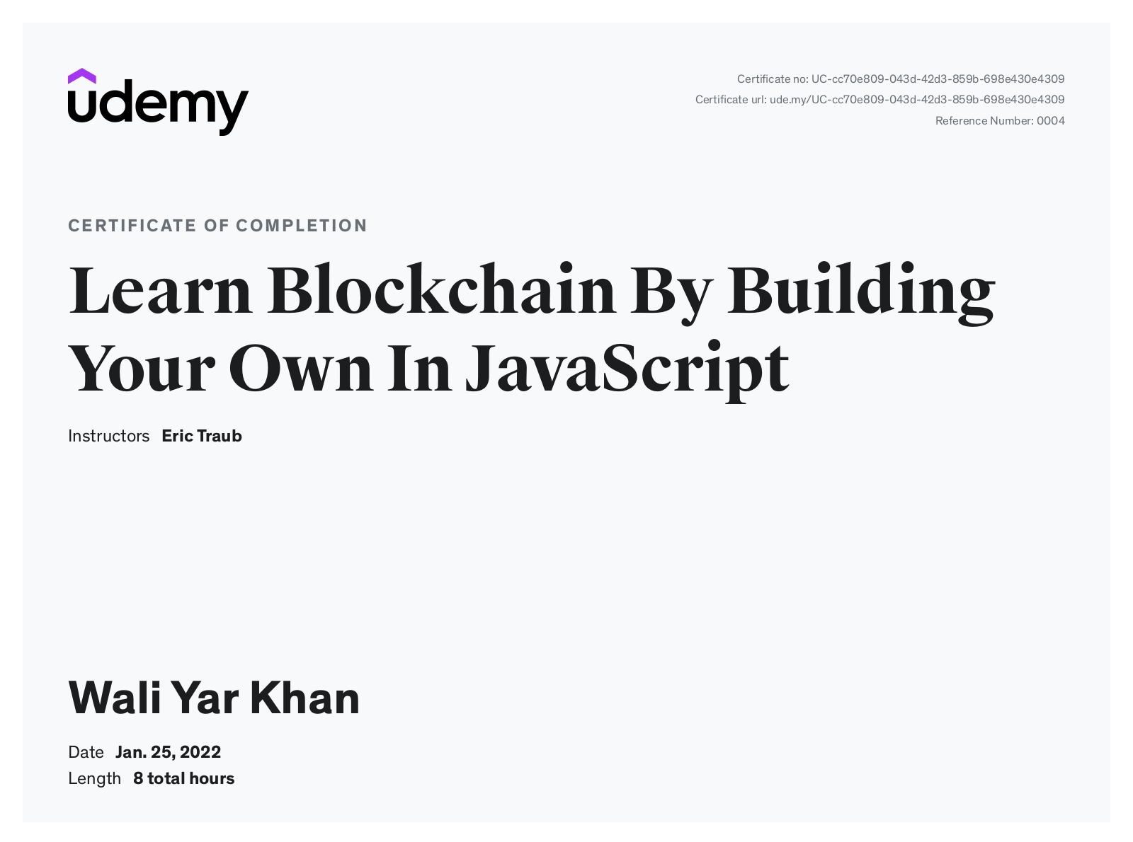 Blockchain Certificate