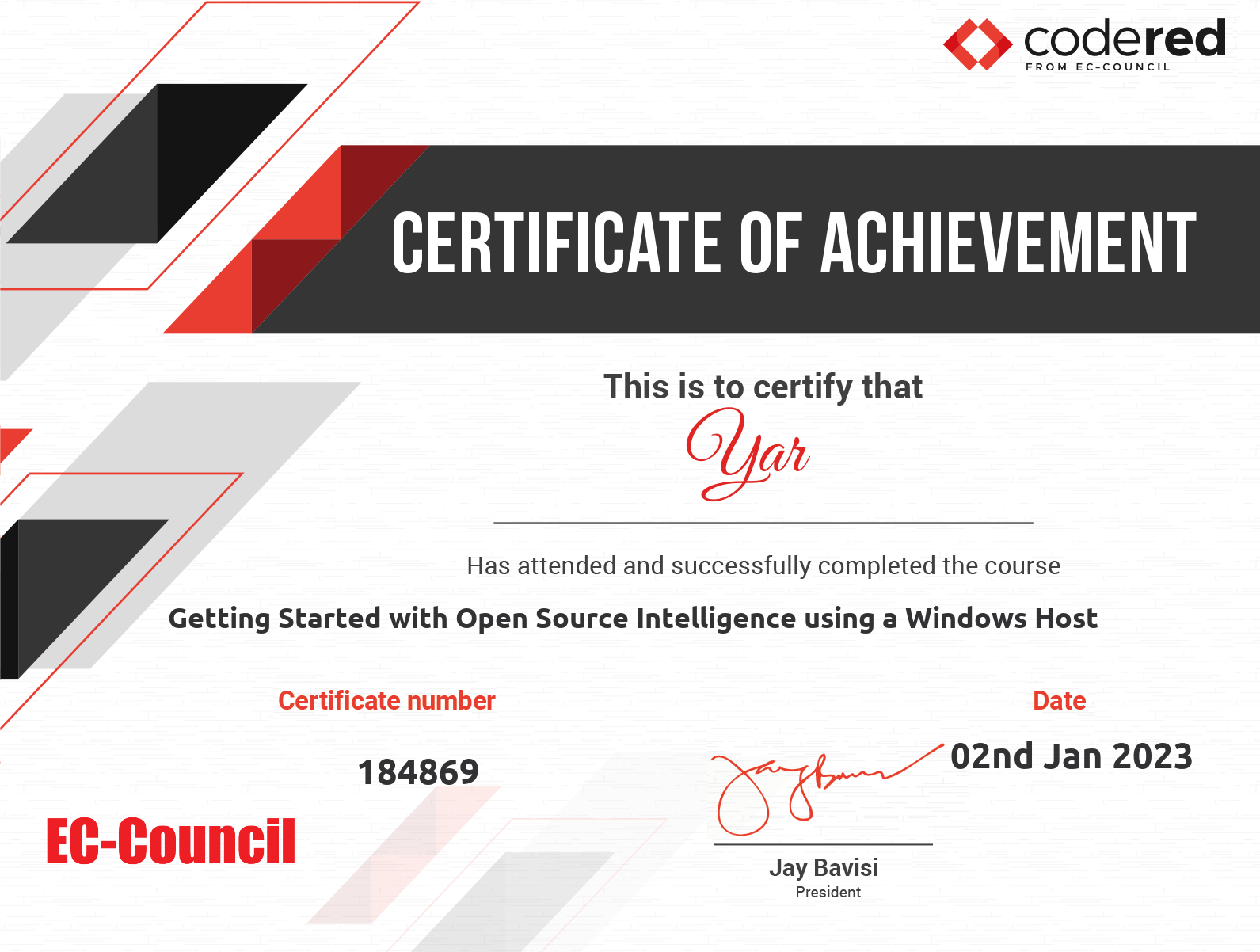 OSINT Certificate